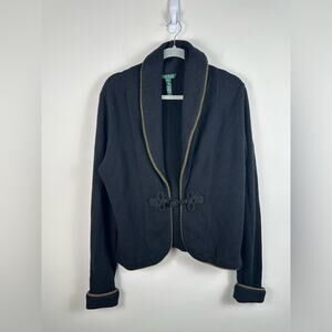 Lauren Ralph Lauren Wool Cashmere Blend Shaw Collar Gold Rope Detail Size XL EUC